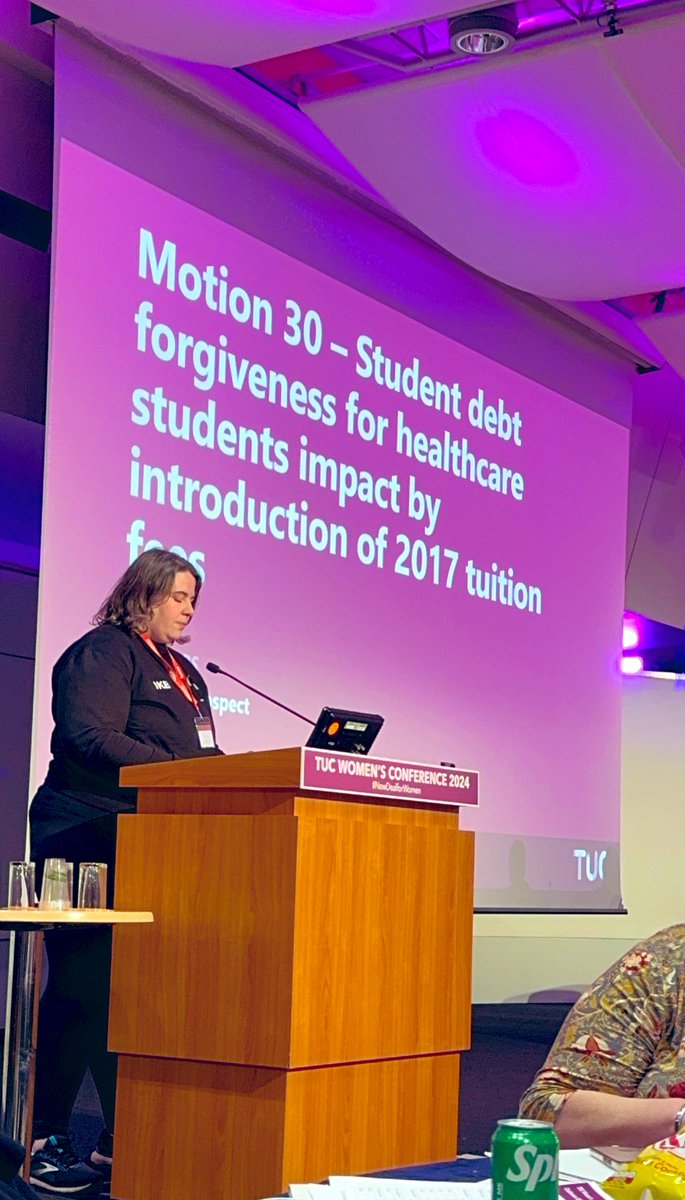 Such an honour to support the @MidwivesRCM and represent the student voice of @thecspstudents @thecsp @HIOWFuture and my @unisouthampton student healthcare peers to call for student debt forgiveness for healthcare students at #TUCWomensConference