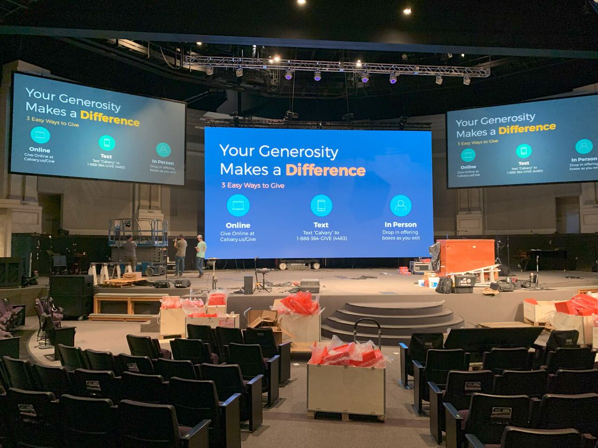 atsproled's tweet photo. 🌟 #ATSPRO #LEDThrowback Series: Celebrating our installation at #CalvaryChurch Clearwater, FL. A 39' wide, 22' high 2.5mm #DvLED video wall delivers a 4,608 x 2,592 resolution. A special thank you to Clair Solutions for their collaboration.    #LEDforChurch #AVTweeps #TBT https://t.co/Dj7HN0RHE3