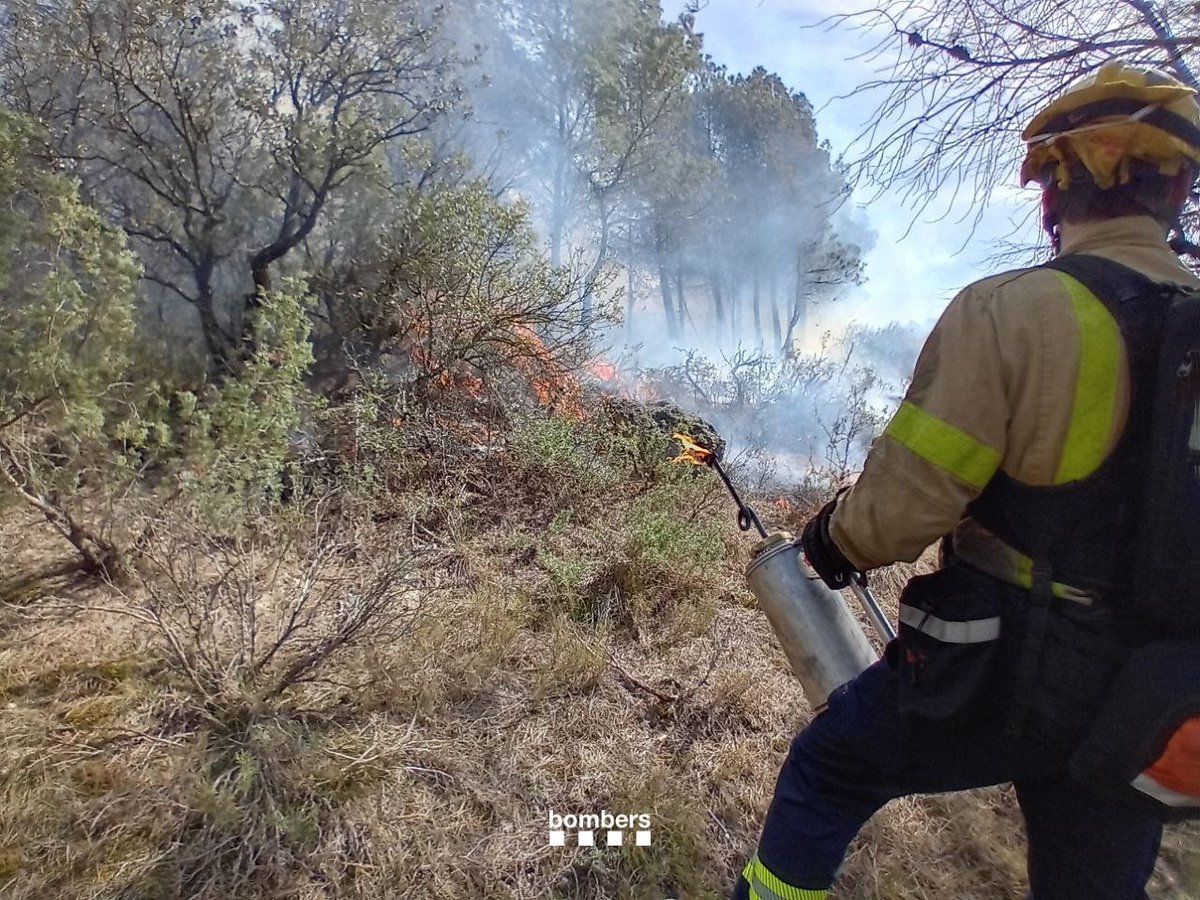 bomberscat's tweet photo. Avui, #GRAF i #EPAF #bomberscat hem fet dues cremes prescrites #rxfire a Ivars de Noguera i Navès, dos Punts Estratègics de Gestió #PEG, per tal d'evitar grans incendis i protegir els nostres boscos.
1a📸: Ivars de Noguera.
2a📸: Ivars de Noguera.
3a📸: Navès. https://t.co/hf5Umaljjs