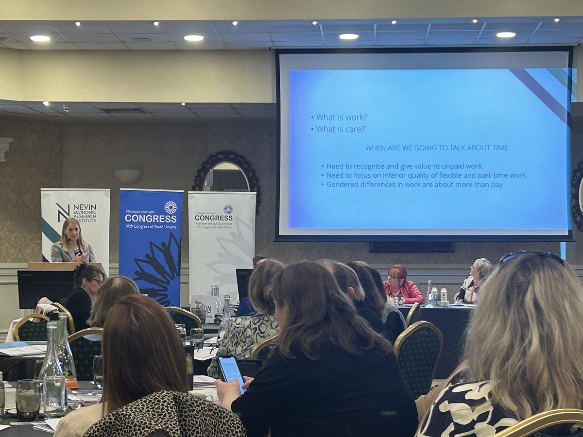 @LisaWilsonNERI of @NERI_research speaking at the #IctuWomen24 @irishcongress @Hodsonbayhotel “we need to put a value on the unpaid work done by women”