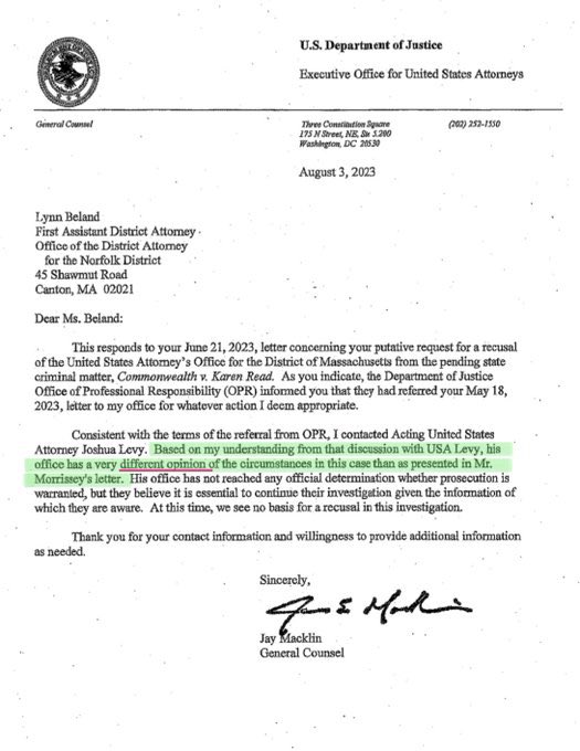 OliviaLambo_'s tweet photo. If the Commonwealth truly believed Jen McCabe didn’t make the incriminating “hos long to die in cold” Google search at 2:27am, they’re well aware they could’ve easily disproved it in about 2 seconds flat by subpoenaing Google.

That costs them nothing, and they have subpoena power. But that is, of course, if they were actually confident and believed this search didn’t occur.

Why haven’t they subpoenaed Google? Don’t they want to get at the truth of the matter?

Seems like they’re afraid of what the truth will show. That alone is alarming, and should concern every member of the public.

This is another reason why defendants seldom pursue a third party culpability defense.

Why? Because unlike the defense, the state has subpoena power and can immediately obtain third-party records, like from Google and Verizon for instance, that could easily get at the truth of the matter and refute a defendant’s claims—that is, if their claims are untrue.

This is why if a defendant is truly guilty, it’s ill-advised to pursue a third-party culpability defense because it can easily be shot down. Particularly such a targeted and precise third party culpability defense as Read’s.

This theory of defense, however, would be pursued by an individual who cares more about justice—say, for their loved one—and about exonerating herself.

A guilty person cares more about getting off. An innocent person cares more about the truth.

The state has the burden of proof beyond a reasonable doubt. So, why would a defendant who’s guilty pursue a theory of defense that essentially shifts this burden when they only have to raise reasonable doubt? Hint: they wouldn’t.

The Commonwealth’s case against Karen Read has enough reasonable doubt to drive a Mack truck through it—and that’s an understatement.

Karen Read appears to be a smart woman. Do you really think if she were at all guilty she would pursue a theory that the state could easily disprove? The state can’t even prove their OWN case, as is—of course she wouldn’t!

If Karen Read were truly guilty, why would she be asking, practically begging, the state to hand over evidence that would incriminate her?

Probably because they know it wouldn’t incriminate her. And/or probably because they know it would incriminate others. 

And if she were truly guilty, and the evidence would incriminate her, then why has the state, at every turn, fought against turning over the evidence?

In fact, they’ve even gone great lengths to sabotage or avoid getting Court-ordered evidence, by sending improper preservation letters or asking Ring Security how long their data is stored in their systems (90 days) so they could intentionally run out the clock and file a search warrant for the system nearly a year later so this data would forever be lost, for instance.

These actions appear to reflect overwhelming Brady violations (withholding of exculpatory evidence) by the state.

The Touhy evidence, however, will likely recuperate many of these discrepancies—recovering much of this withheld, “lost”, sabotaged, or “destroyed” exculpatory evidence.

The Feds didn’t turn over 3,000+ pages of nothing-burgers! This will be BIG! And the Commonwealth only has themselves to thank for they’ve made their own beds.

Just a reminder, The DOJ informed DA Michael Morrissey’s Office that:

“Based on my understanding from that discussion with USA Levy, his office has a very different opinion of the circumstances in this case than as presented in Mr. Morrissey's letter.”

Do the actions of DA Michael Morrissey’s Office, or The Commonwealth, reflect a prosecution that cares more about getting at the truth of the matter—getting justice for Officer #JohnOKeefe, who was so callously murdered, or trying to confirm their bias in their attempts to prove their case against #KarenRead?

What evidence are you most eager to see?

#JusticeForJohnOKeefe #CantonMA #FreeKarenRead #CantonCoverup #PoliceCorruption