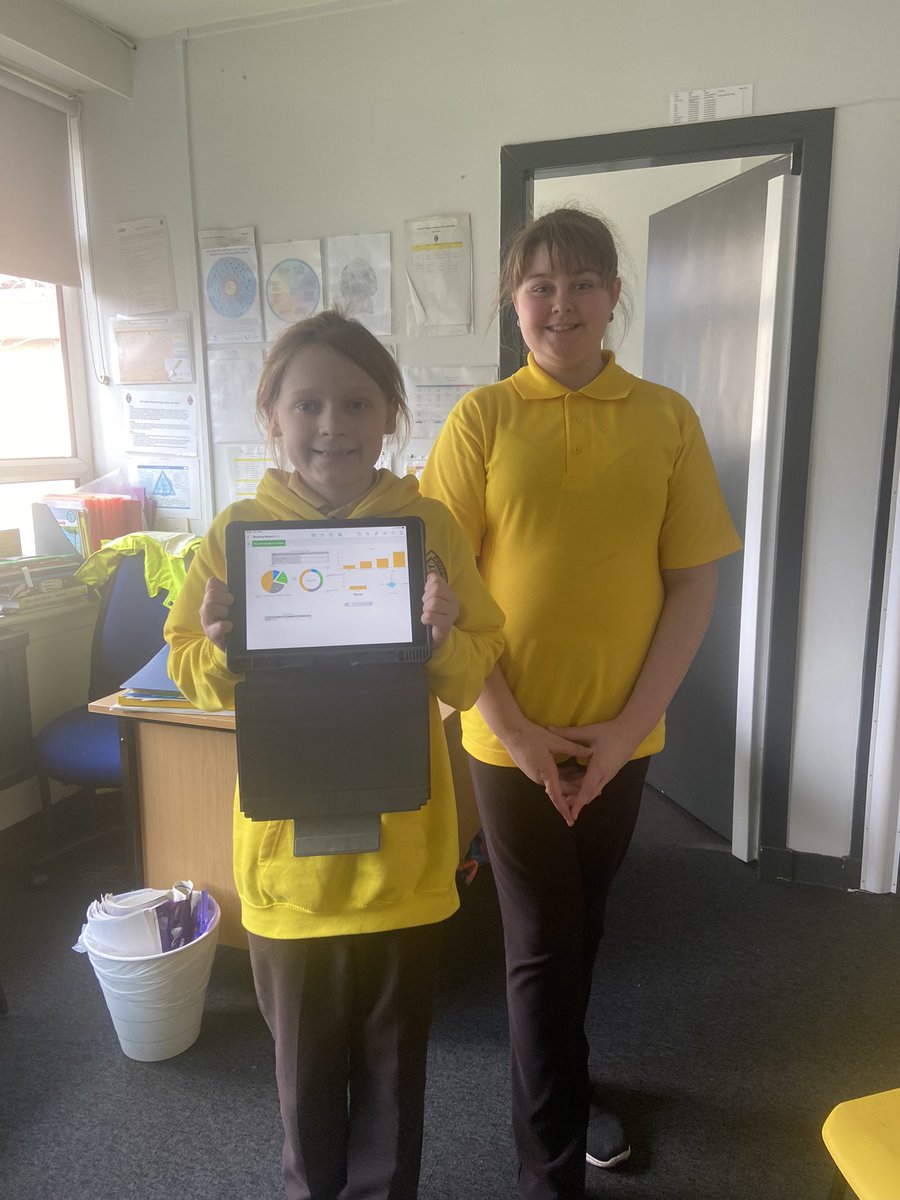 These two wonderful Primary 7s came today to show Mrs Garrett their reading research findings that they have been carrying out as part of their maths work 🤍.