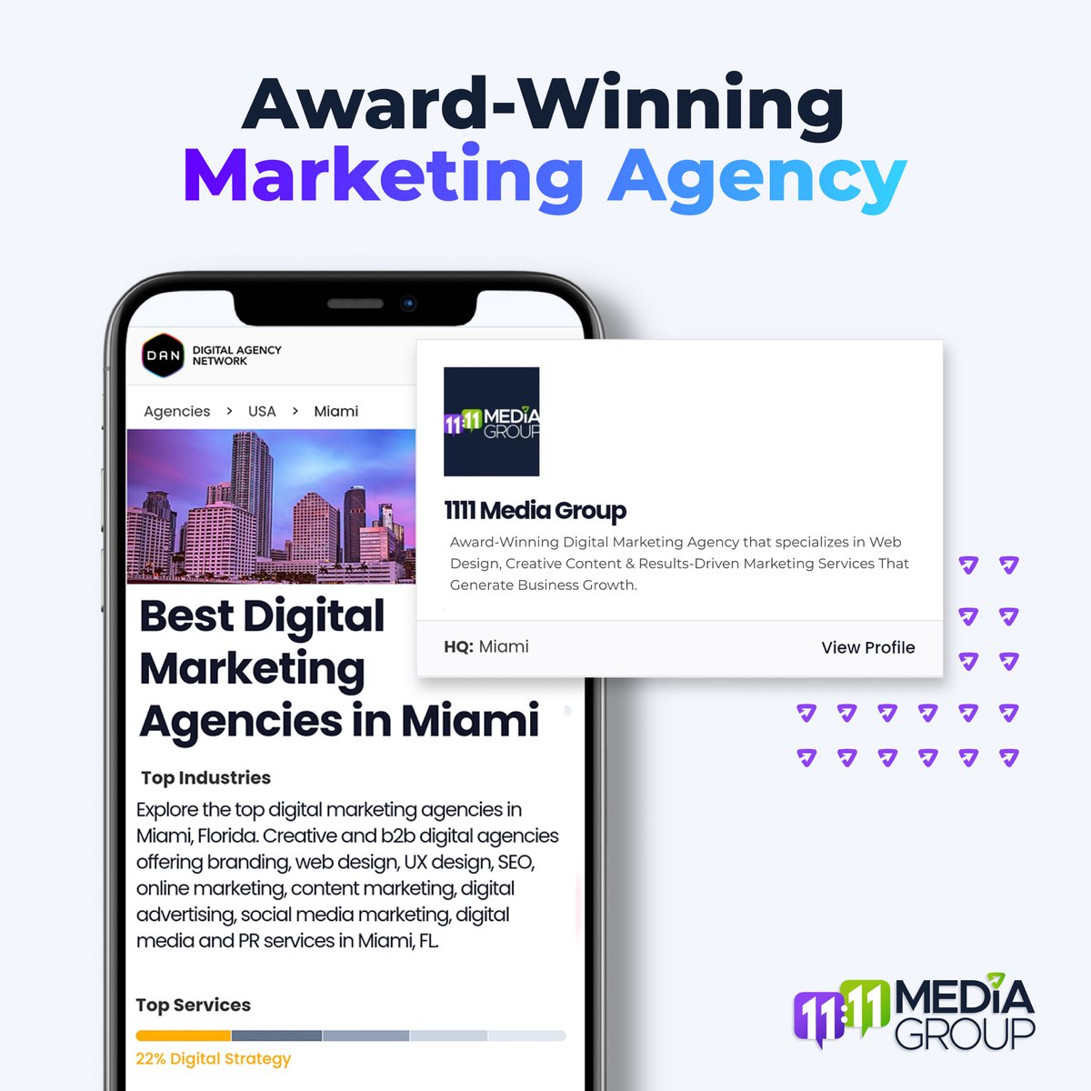 Have you Heard yet!?  11:11 Media Group is rated #1 in Miami Dade County for creating purpose-driven advertising  &amp; marketing for businesses  in Miami.