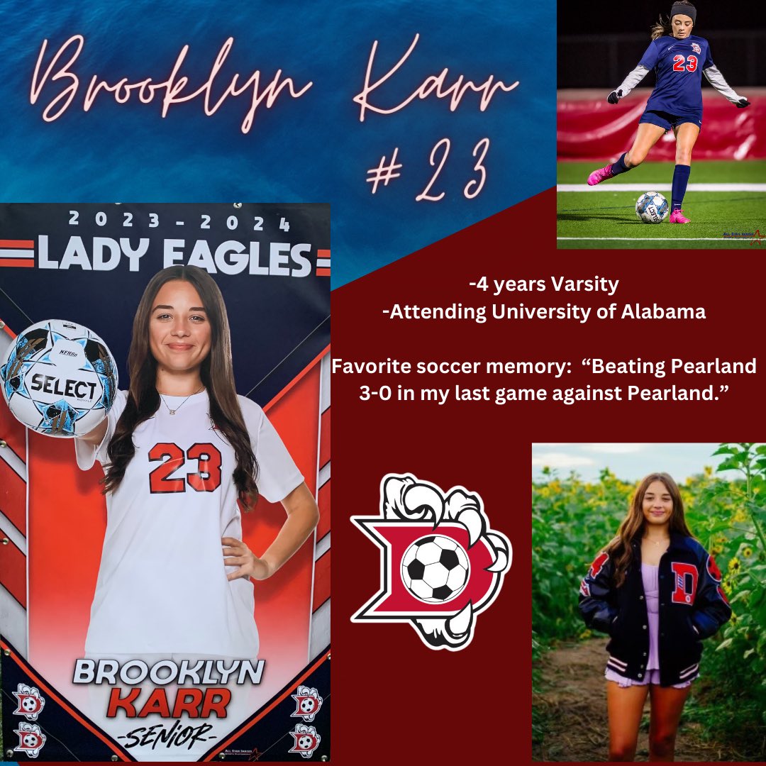 Tomorrow night at our last district home game we will celebrate our 5 seniors graduating that have given so much to our program! 

First we honor <a href="/BrooklynKarr/">Brooklyn Karr</a>! 🦅

<a href="/DawsonHighSchl/">Dawson Eagles</a> <a href="/50_50Pod/">The 50/50 Podcast ⚽️🎙</a> @LethalSoccer <a href="/tascosoccer/">TASCO</a>