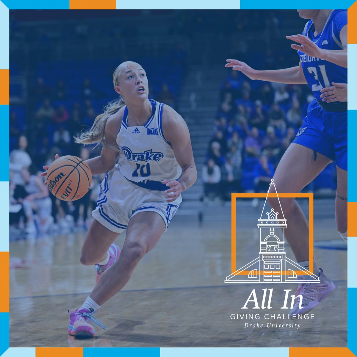 Today is THE day to go ALL IN for Drake Women’s Basketball beginning at 12pm.

You can give directly to WBB at this link shorturl.at/fjKO9  💙🐶🏀

#BeBlue #DrakeALLIN