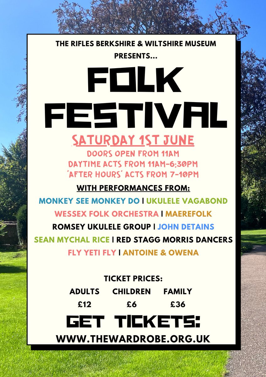 RiflesMuseum's tweet photo. Calling all folk music fans!

Join us on Saturday 1st June in our beautiful walled garden for a day of live folk music performed by acts from across the local area.

For more info and to grab tickets, visit our website:
https://t.co/yNvSLPg504 https://t.co/RLMYuqjLyu