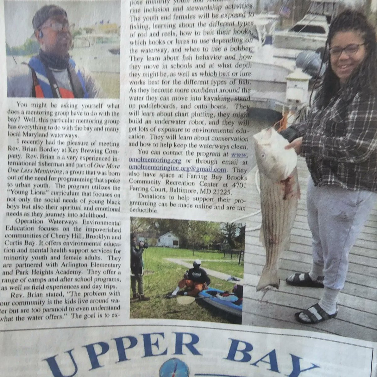 OMOLmentoring's tweet photo. @joemaczim I direct  OPWWEE: BmoreWet!- Urban Fishing Clinics, saw an article written about the crab and oyster population. Wondering if you would share scientific research contacts and consider to writing article on the program? Contact: https://t.co/LmYmVyqjjR, thanks. https://t.co/WvN1TUrpcN