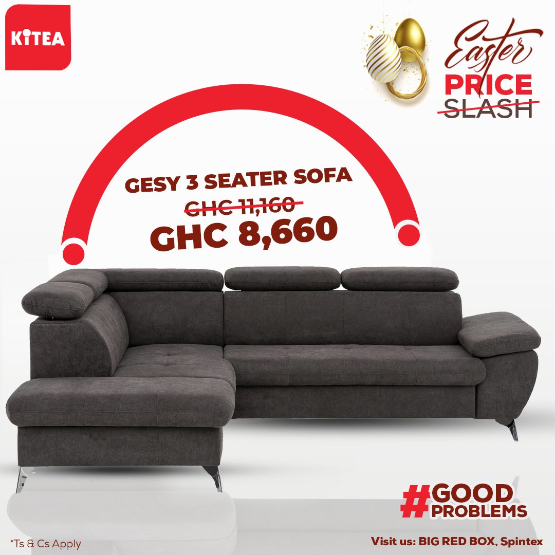 Easter Slash ready! Dive into comfort with our cozy sofas, perfect for a relaxing holiday getaway. Hop into KITEA for unbeatable Easter deals!' 🐣🛋️ 
Visit us: KITEA BIG RED BOX, Spintex
#EasterSlashPromo #kiteaghana #interiordesigners #Ghana #Accra #Spintex