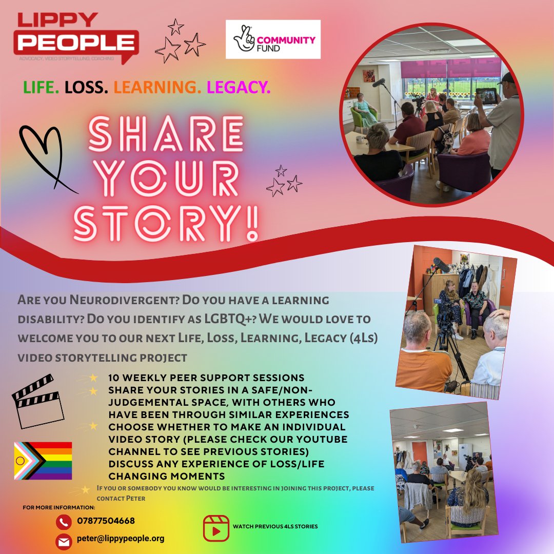 LippyPeople's tweet photo. Our next #4Ls project will bring together members of the neurodiverse community to share stories of #loss & life changing moments. The project will be hybrid with zoom group sessions and in person filming & set to start this month. Please contact peter@lippypeople.org for info. https://t.co/xXLqw7G3xm