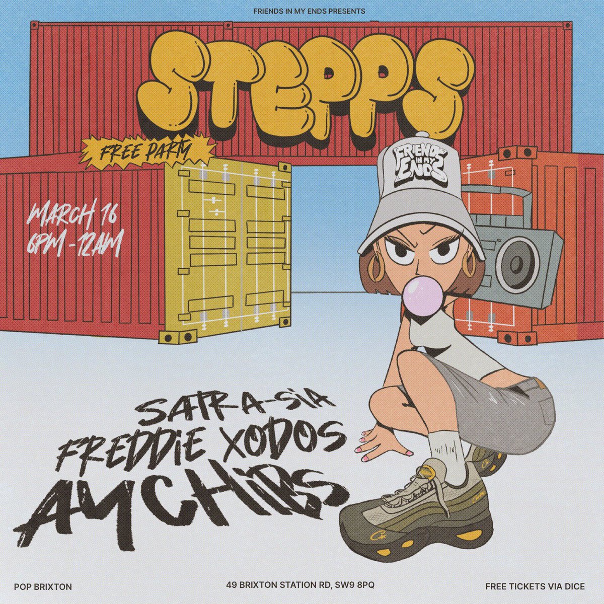 albzmadeit's tweet photo. So gassed with how this one came out 🤩🤩 Was commissioned by @friendsinmyends to design their poster introducing STEPPS as soft launching their new residency at Pop Brixton!!

Link is in their bio for tickets 🕺🏾💃🏽🪩 https://t.co/2V8huIYJn6