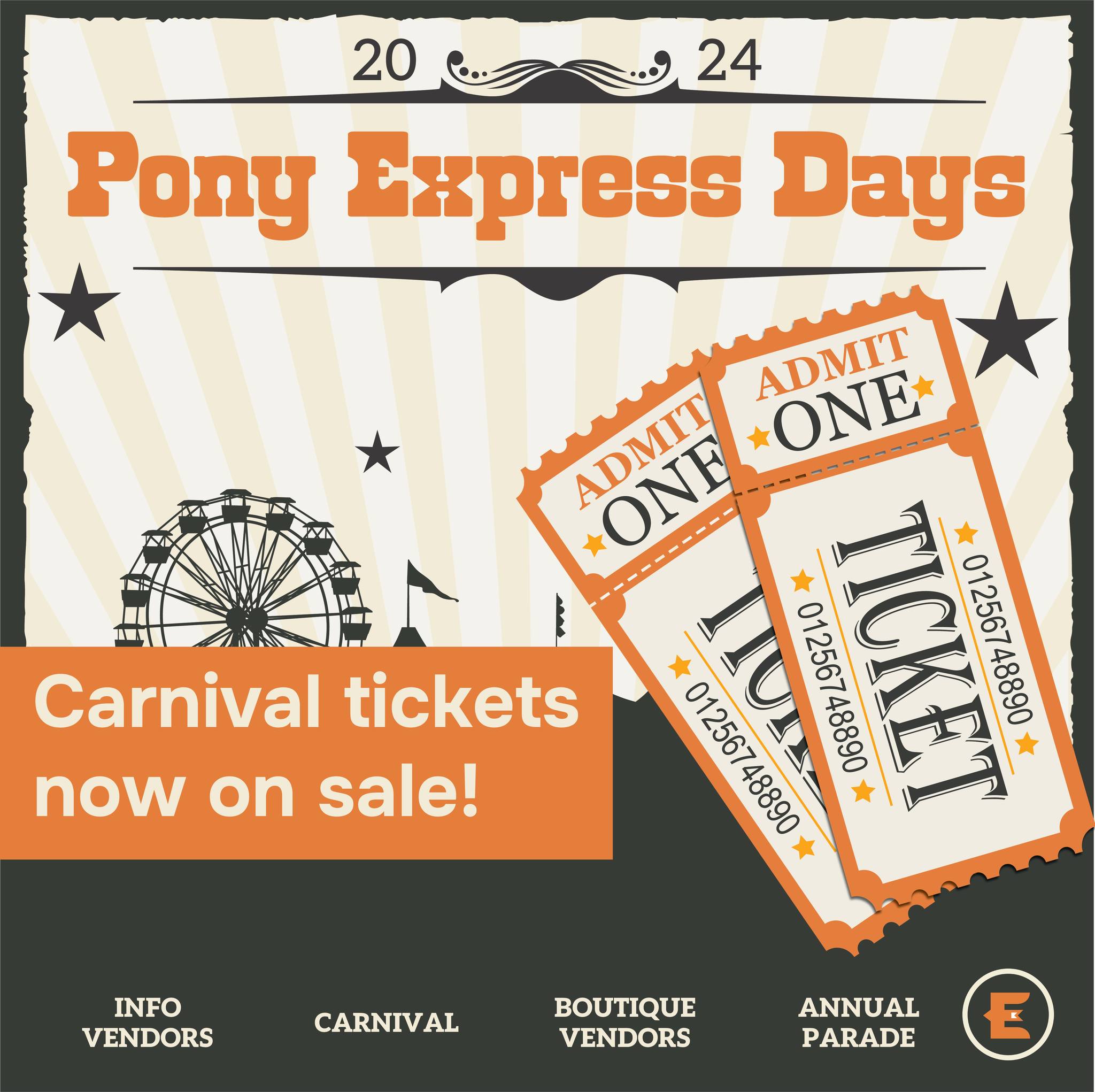 Eagle Mountain City on X: Get ready for the thrill of Pony Express Days!  Eagle Mountain City is announcing pre-sale carnival tickets are now  available. Advance Pre-sale All-Day Ride Passes: $30. Limited