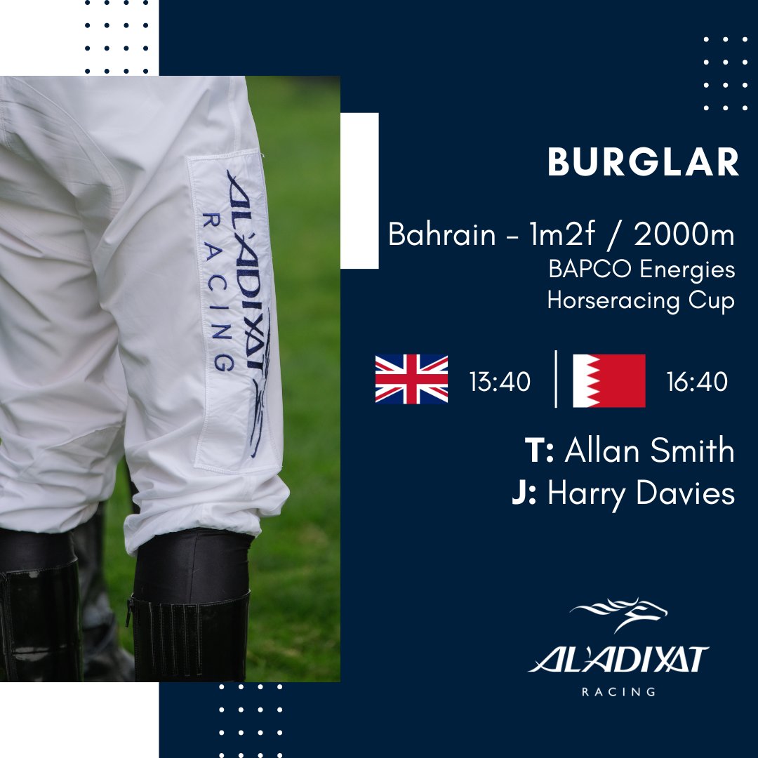 𝗥𝗔𝗬𝗢𝗨𝗡𝗣𝗢𝗨𝗥 is our representative in The King's Cup over 1m4f / 2400m while 𝗕𝗔𝗧𝗧𝗟𝗘 𝗢𝗙 𝗧𝗔𝗟𝗔𝗦 will contest the local-bred equivalent of this prestigious race! 𝗕𝗨𝗥𝗚𝗟𝗔𝗥 will line up in the BAPCO Energies Horseracing Cup to round off the day 🙌