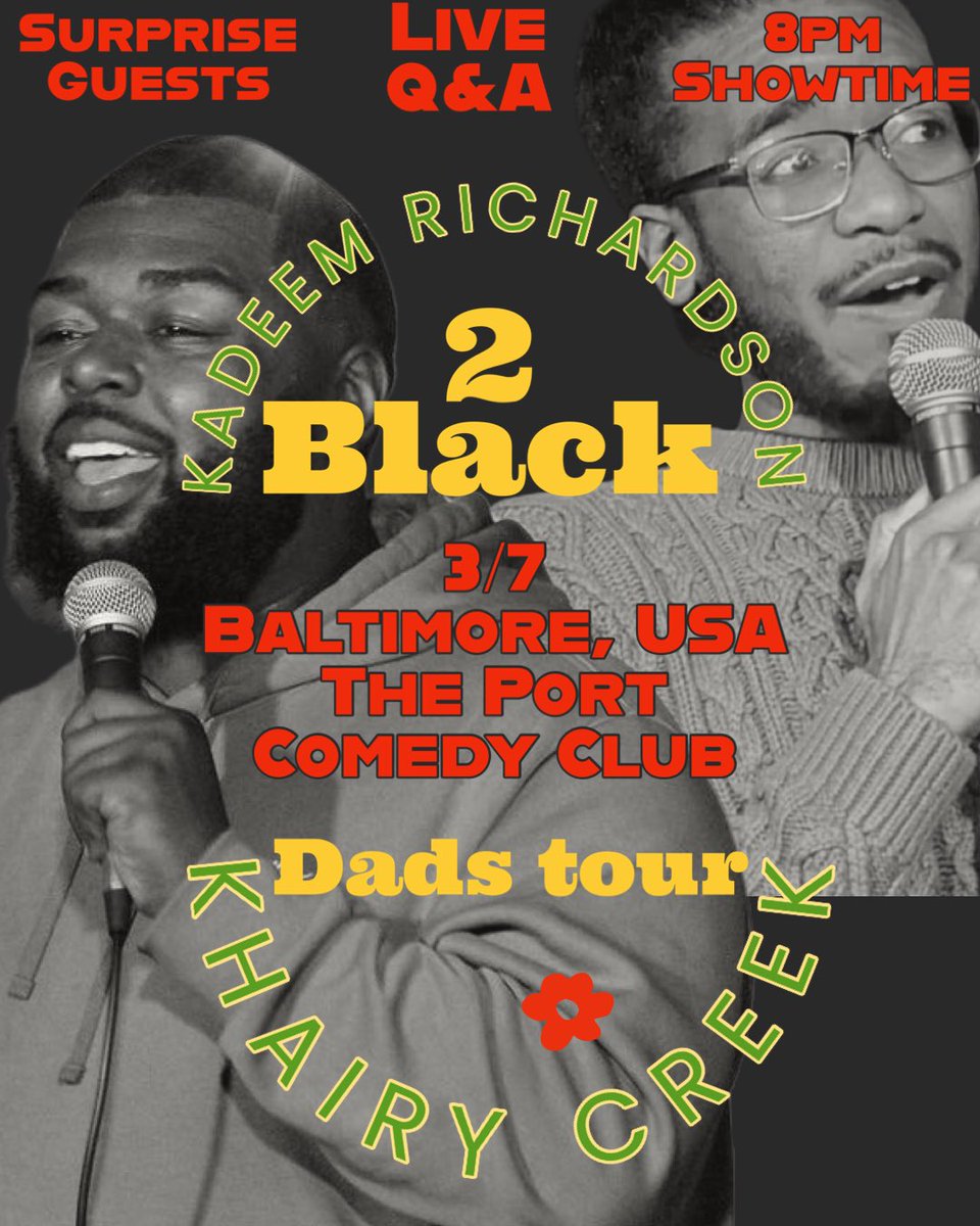 Tonight the <a href="/2BlkDadsPodcast/">2 Black Dads Podcast</a> is live in Baltimore at The Port Comedy Club in Fells Point. 

Lets sell this mf out and have some fun 

Link: portcomedy.com/events/kadeem-… we q