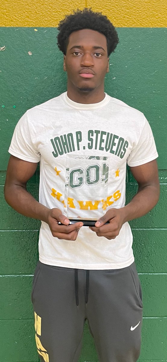 Congratulations to Hiven Biffot the Bill Denny Award winner for JP Stevens football! Hiven missed the banquet because he was competing in the meet of champions for winter track where he placed 7th in the high jump! Congrats Hiven! @HawksofJPS