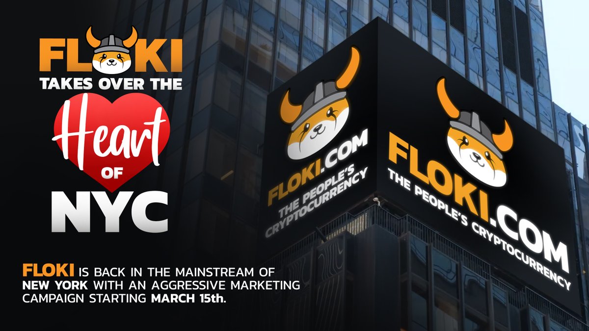 FLOKI TAKES OVER THE HEART OF NEW YORK

#Floki is back in the mainstream of New York with an aggressive marketing campaign: Times Square Plaza!

Starting March 15th and running for a full THREE MONTHS, Floki will be prominently displayed in the historic and unforgettable Times