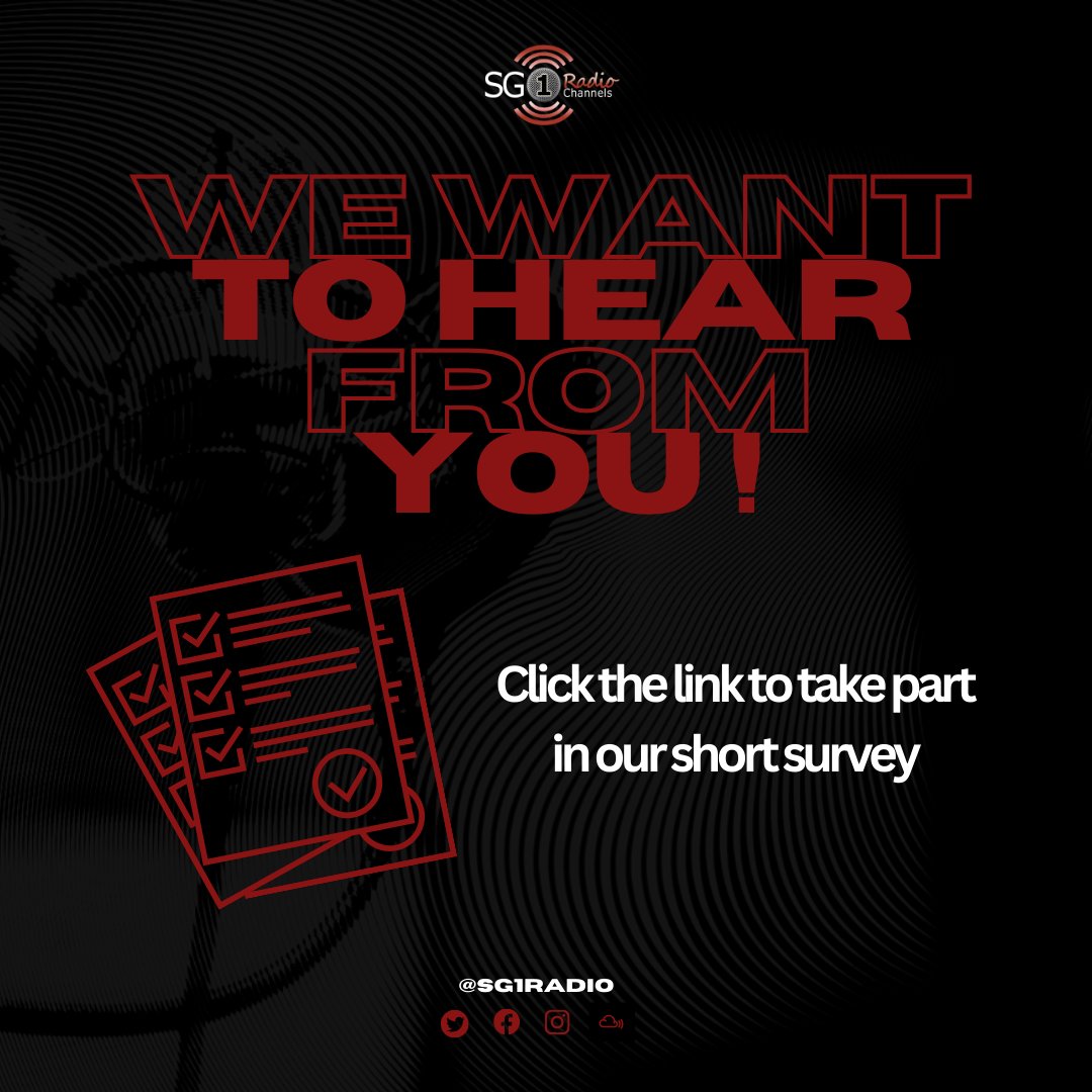 We want to hear from you! 🫵🏼 We'd be grateful if you would take part in our short survey and let us know your thoughts on SG1 Radio. Your feedback matters to us and we plan on using it to help improve our service. 📝 forms.gle/cS1bZhWFo4ncFL…