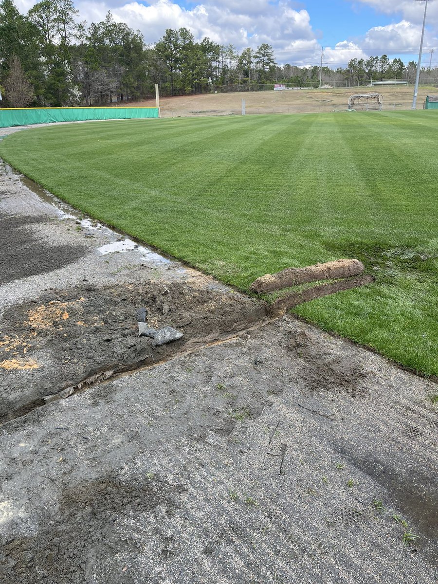 EricR_Brown's tweet photo. NC HS baseball coaches, how’s everybody holding up with this wet start to the year? I’m starting a petition for no more rain this spring, who’s signing? #Trenchin #GetItReady ❇️🔰🏴☠️ https://t.co/r9Oxa8GO3Q