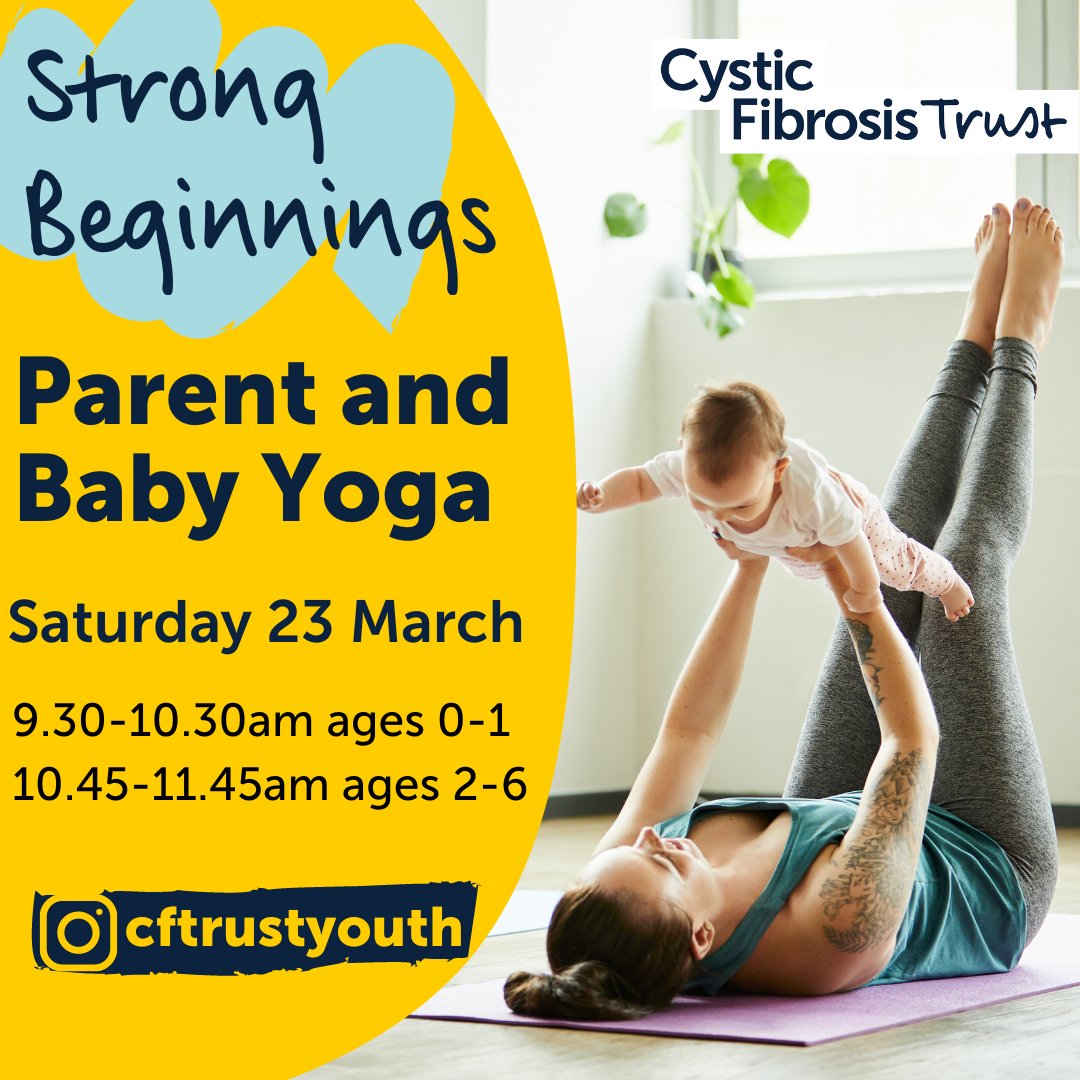 Cystic Fibrosis Trust (@cftrust) on Twitter photo Parent and baby yoga is back! Join the CF Youth programme for their next set of classes. Saturday 23 March - A great opportunity to chat with other parents safely online too!
Email cfyouth@cysticfibrosis.org.uk to book on. Parent and baby yoga is back! Join the CF Youth programme for their next set of classes. Saturday 23 March - A great opportunity to chat with other parents safely online too!
Email cfyouth@cysticfibrosis.org.uk to book on.