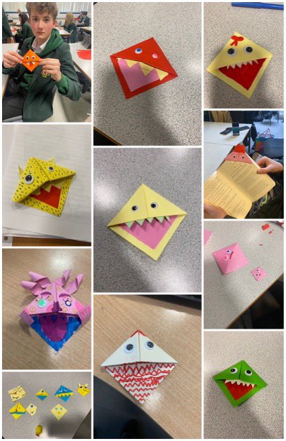 S2 we’re making monster bookmarks for #WorldBookDay2024 here are a wee selection of some that were made today @StMungos_Eng