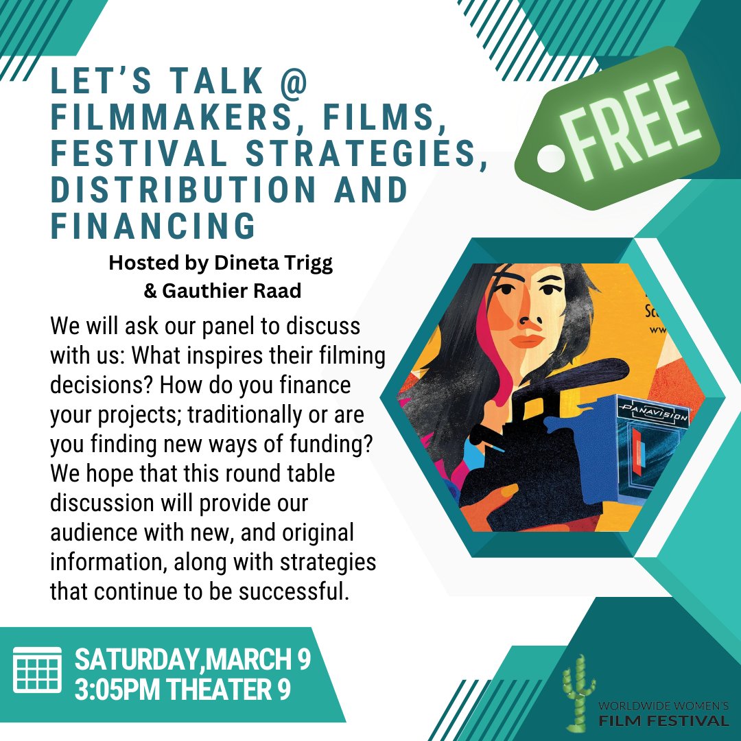 FREE --- LET’S TALK @ FILMMAKERS, FILMS, FESTIVAL STRATEGIES, DISTRIBUTION AND FINANCING

Hosted by Dineta Trigg & Gauthier Raad

3:05pm Saturday, March 9
Theater 9

#filmfestival #filmfestivals #filmfestivallife #womensfilmfestival #Workshop #FilmWorkshop #FreeWorkshop