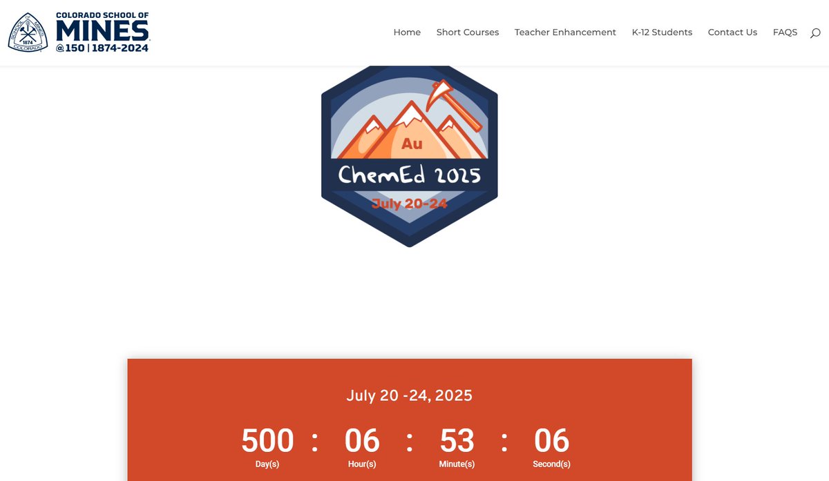 #ChemEd2025 is only 500 DAYS AWAY!!! We're SO excited to welcome you all to @coschoolofmines in beautiful Golden, Colorado! See you soon! #iteachchem #chemed @BCCE_2024 @ChemEd2023