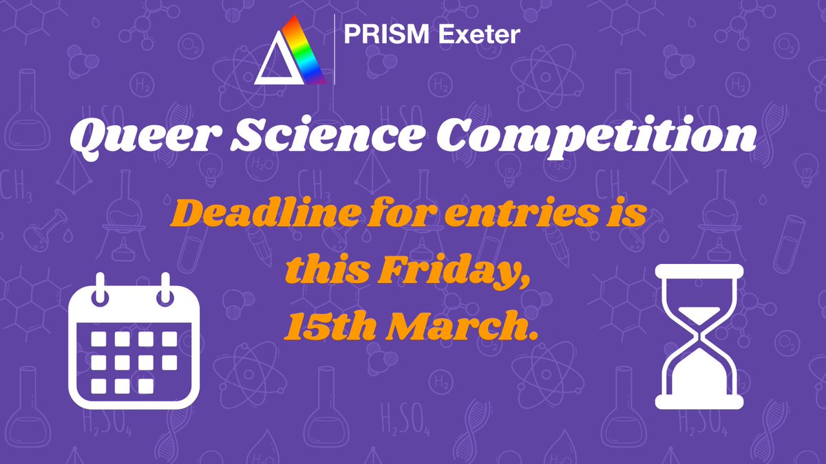 The deadline for our Queer Science Competition is this week! You have until 16:30 on the 15th March to get your entry in.

What are you waiting for?! Visit prismexeter.com/qsc for the entry form or scan the QR code below! #QSC2024