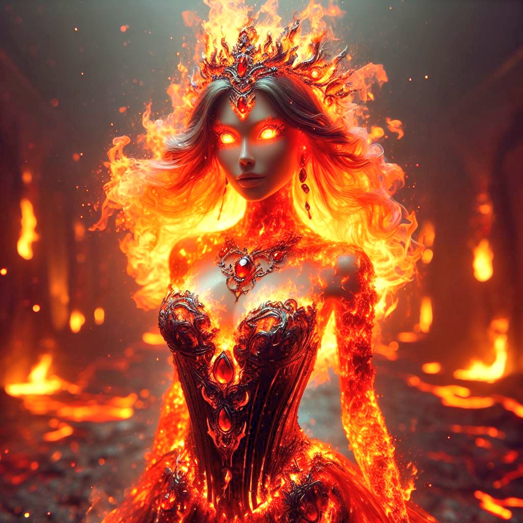 aiartad's tweet photo. 🔥 Introducing our fiery collab with @AmsterdaManAI! Meet the Queen of Fire: glowing, detailed, and ethereal amidst a magma-lit room. With mesmerizing eyes, flowing dress, and a whimsical crown, she's pure magic. 🔥👑 #CollabMagic #QueenOfFire #AIart #AIgirls #AI美女 #AIグラビア https://t.co/KJPQ6JH3QZ