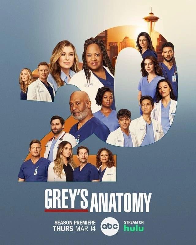 Póster de Grey's Anatomy para su temporada 20 💙

Recuerden que su estreno es el próximo jueves 14 de Marzo en Estados Unidos por el canal ABC

#GreysAnatomy 
#Season20