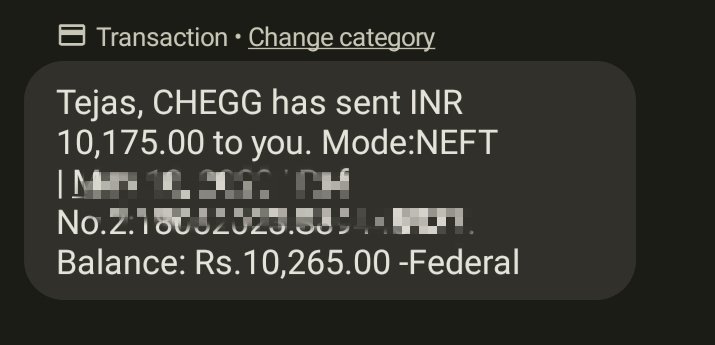 Tejas44945293's tweet photo. Received my First salary from doing freelancing. 🎉 https://t.co/JHFWtMDnJy
