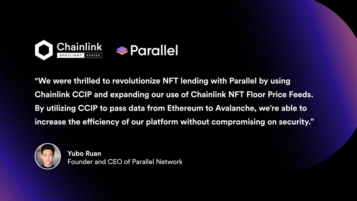In December 2023, @ParallelFi integrated #Chainlink CCIP & NFT Floor Price  Feeds to help unlock gas-efficient NFT lending. They chose Chainlink for  its industry-standard security and reliability. The result: A 50% reduction