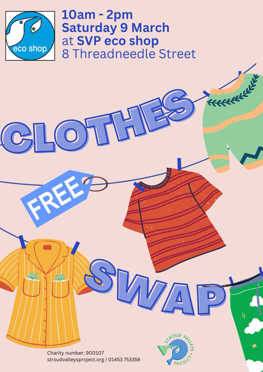 Last day to bring in your clothes to swap! Don't miss your chance - the eco shop is open until 4.30pm today!