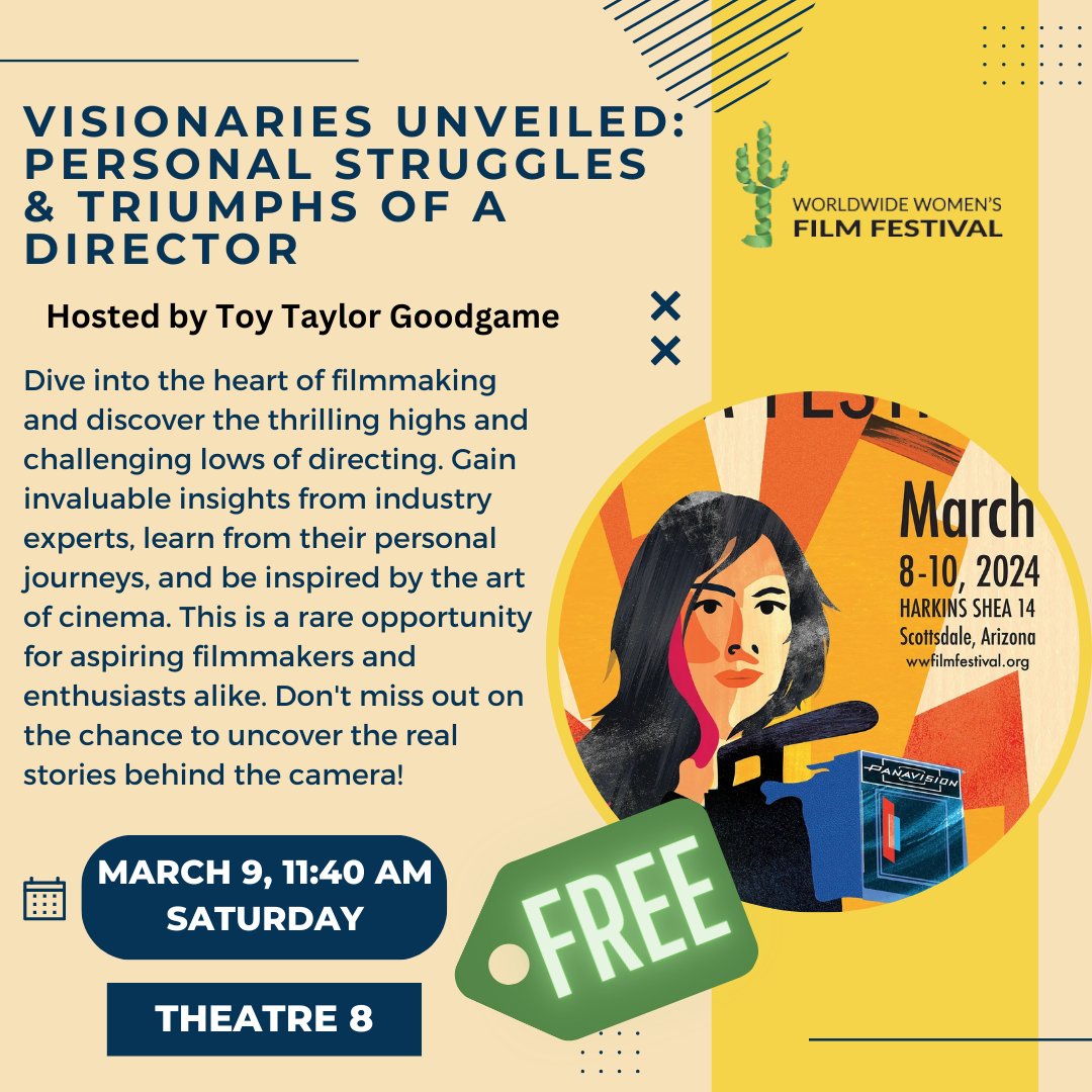 FREE ---VISIONARIES UNVEILED: PERSONAL STRUGGLES & TRIUMPHS OF A DIRECTOR

Hosted by Toy Taylor Goodgame

11:40 am Saturday, March 9
Theater 8

FREE! 

#filmfestival #filmfestivals #filmfestivallife #womensfilmfestival #promotion #Workshop #FilmWorkshop #FreeWorkshop