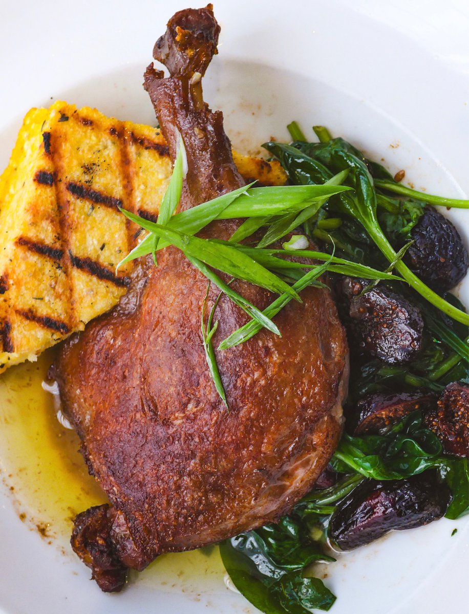 AndiamoSantaFe's tweet photo. Our Duck Leg Confit is simply divine. Served with crispy polenta and figs, there’s nothing else quite like it. Enjoy with a glass of bubbly or Pinot Noir for a real treat. https://t.co/dgwjSsVRze