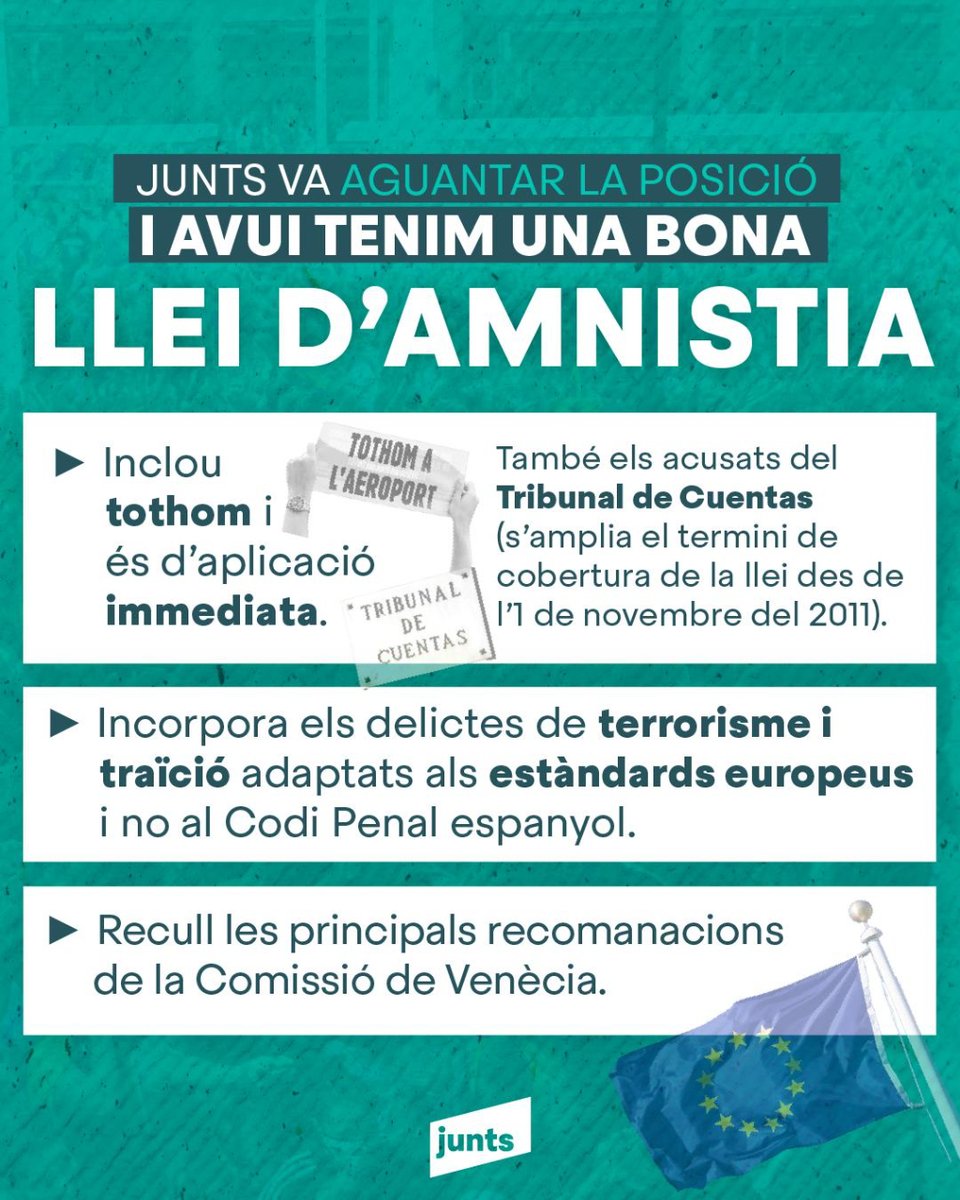 Mentre uns tenen pressa, d'altres negociem la llei d'amnistia com cal i per tothom, no tenim cap pressa #freetothom #amnistia