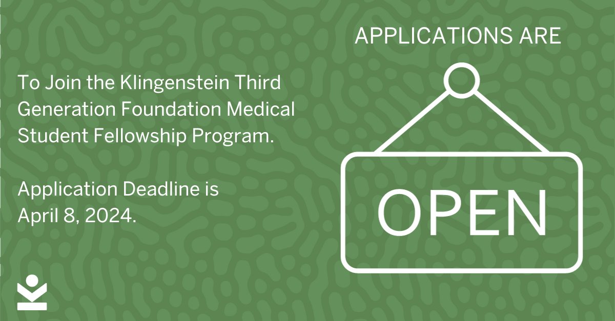 Klingenstein Third Generation Foundation is inviting medical schools to submit an application for consideration to join its Medical Student Fellowship Program. The program exposes medical students to experiences in child and adolescent psychiatry. bit.ly/48KaCdL