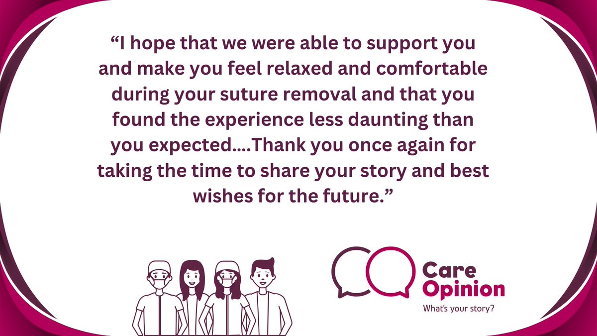 Jane has written a very kind response to this story, where the author felt nervous but received amazing care and was put at ease by staff. Well done Jane! You can read the story and response here 👇 careopinion.org.uk/1166968 #CCATS #Pitlochry @GeraldinePKHSCP @MsHarryGoldfarb