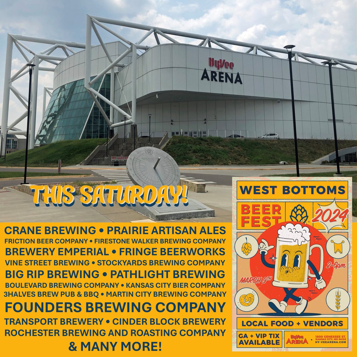 I don't have anymore tickets to give away to this Saturday's West Bottoms Beer Fest at Hy-Vee Arena, but I'm so excited to be going! Hope to see a lot of my beer friends and make some new friends. 

Tickets are still available for purchase at hy-veearena.com/west-bottoms-b…