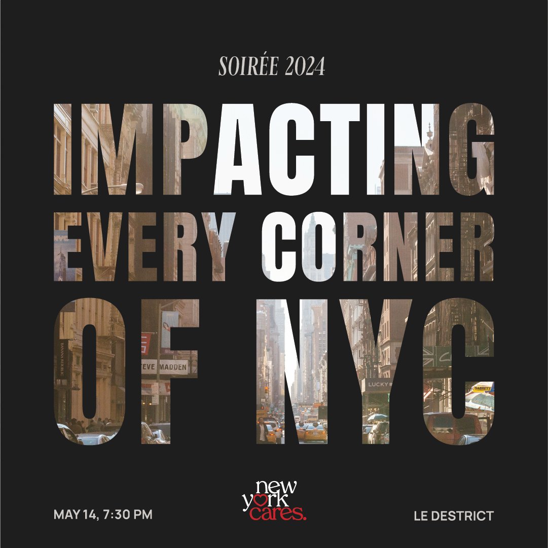 Save the date 📅 and join our Rising Leaders Council on May 14 for the New York Cares Soirée! Our volunteers, partners, and donors impact every corner of NYC - and we're celebrating at Le District with cocktails, prizes, and more. Get your tickets today - bit.ly/3P6p6g3