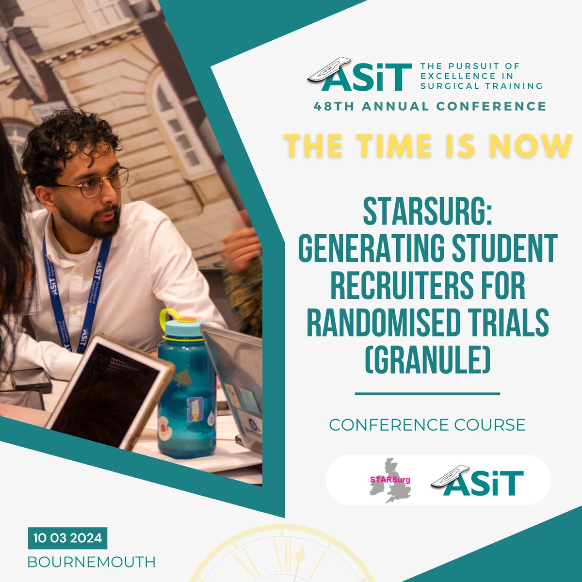 We're very excited to be hosting #GRANULE as a pre-conference course at #ASiT2024!

#GRANULE equips medical students and junior doctors with the skills to recruit patients into clinical trials 🏥

📅 March 10th, 2024
📍 Bournemouth
🎟️ tinyurl.com/ASiT24Rg

#TheTimeIsNow