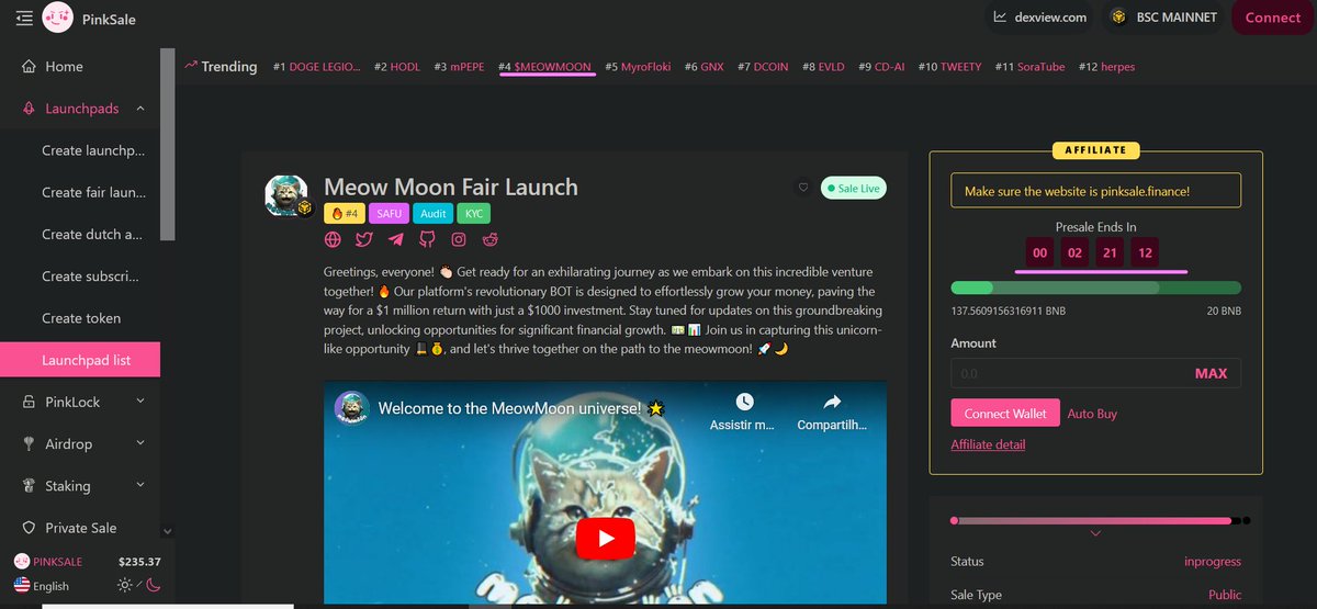 MeowMoon__'s tweet photo. 🚀 Hurry up! We're in the final two hours of the MeowMoon presale! Don't miss out on this exciting opportunity to join our community and grab your tokens! 🌟

🚀 Check  below:

https://t.co/g8LPpztdK3

#MeowMoon #smartcontract #audit #SAFU #KYC #Fairlaunch #PinkSale #100x #BSC https://t.co/kw5PN7GDZz