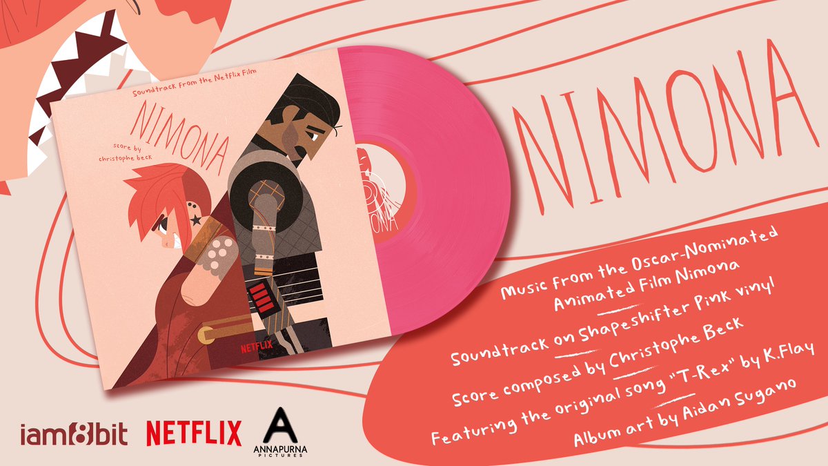 🦖NOW LIVE 🦖

Preorder the NIMONA VINYL SOUNDTRACK!  

🔥Feat. original song "T-Rex" by K.Flay 
🔥 Art by Aidan Sugano 
🔥 Music by Christophe Beck from the OSCAR-NOMINATED film!

Preorder: bit.ly/8bit-nimona
