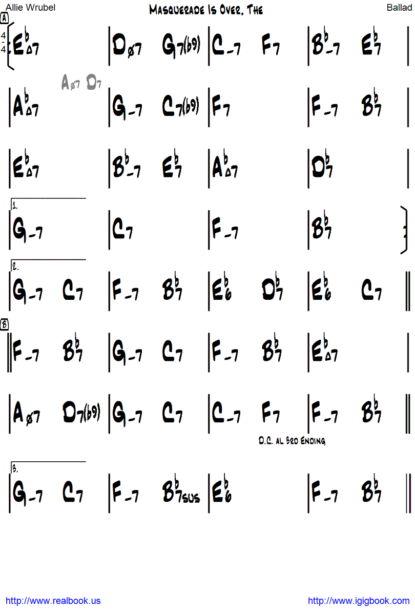 iGigBook's tweet photo. Chord Chart of the day
"The Masquerade Is Over" Allie Wrubel
https://t.co/Gyqtj1HQuU
#realbook #igigbook #android #ios #ipad #ipadpro #ipadmini #chordchart #jazz #guitar #sax #piano #bass #trumpet #music #jazzstudies #transpose #sotu #march #2024 https://t.co/f0KzpYrgZQ