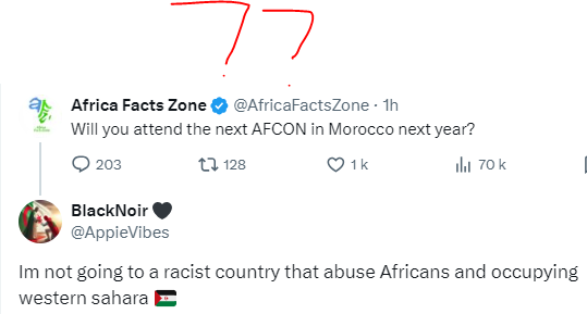 From now till #AfCON in #Morocco, you will get this kind of comments by FAKE accounts belonging to well known intelligence services.

Desperate...#EconomicWar 

#SaharaOccidental #WesternSahara 🇲🇦 
#MoroccanSahara 

#الصحراء_الغربية🇲🇦  
#الصحراء_المغربية 

#AfCON2025