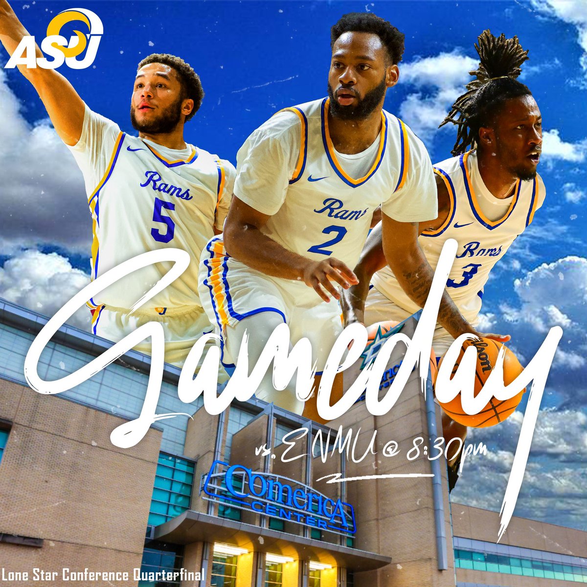 It’s 𝐆𝐀𝐌𝐄𝐃𝐀𝐘 in Frisco. Our first round matchup of the LSC conference tournament starts at 8:30pm! #RamHoops | #RamFam