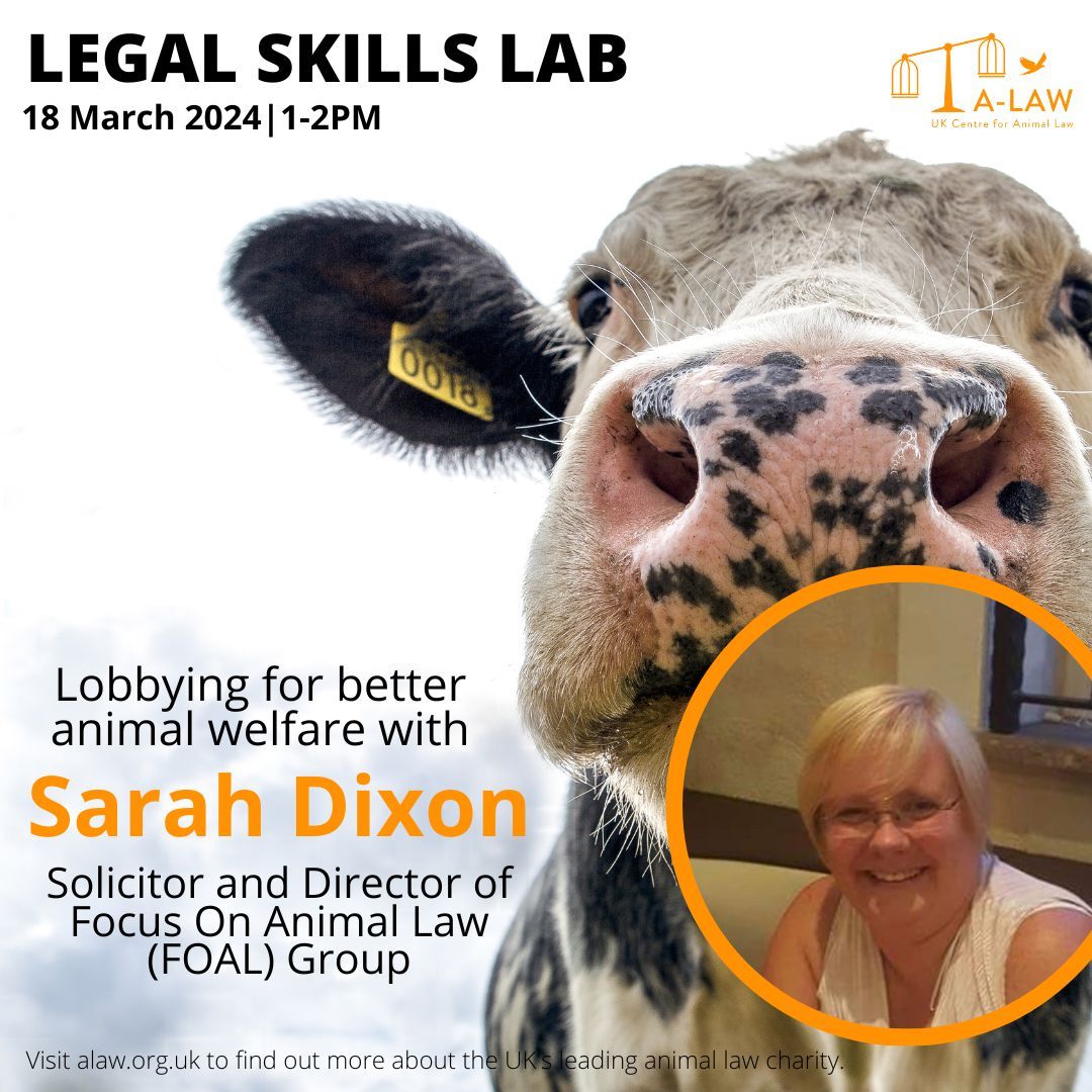 Our next Legal Skills Lab is March 18, 2024. We'll hear from Sarah Dixon, on lobbying for better animal welfare. Members will receive registration details via email. Unsure about membership, register here: buff.ly/44Gp3wp or become a member here: buff.ly/3nFQAMw