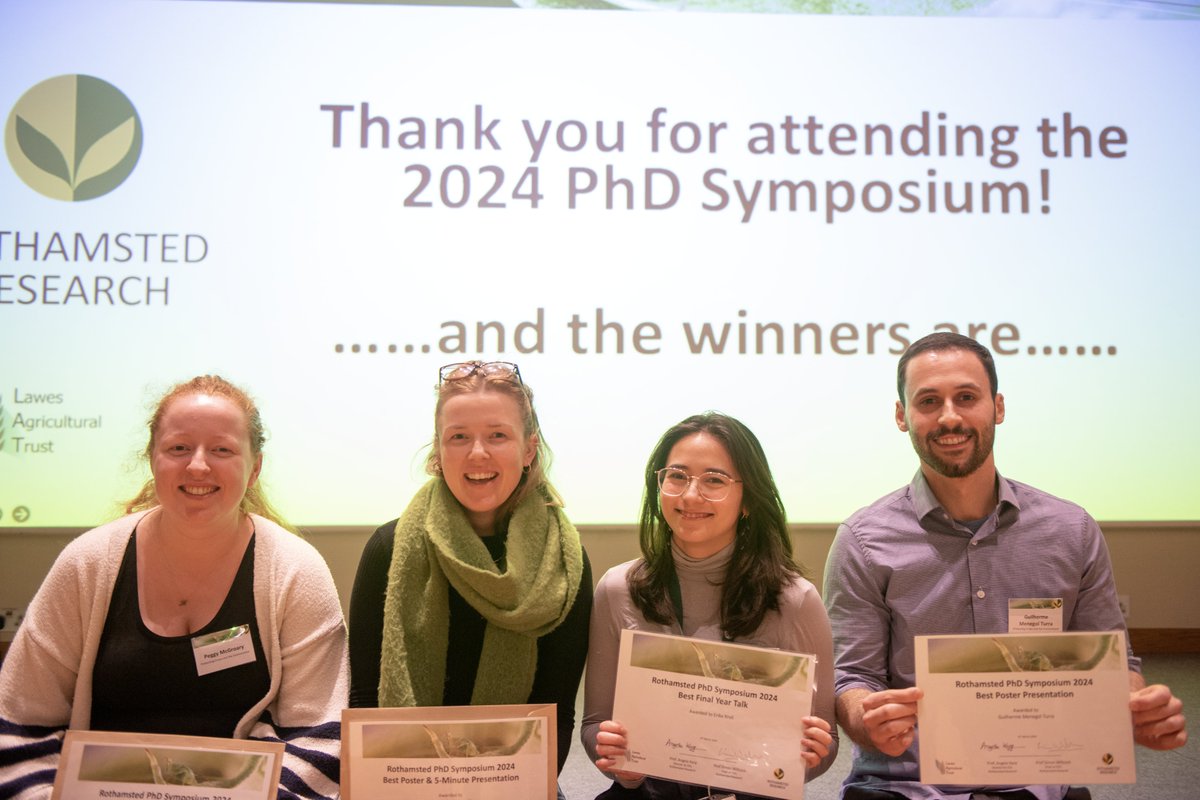 Rothamsted Research (@rothamsted) on Twitter photo This week we had our annual PhD Symposium where students shared their research plans and findings (so far!)
Congratulations to the winning posters and presentations <a href="/PeggyMcGroary/">Margaret McGroary</a> <a href="/ecologyhans/">Hannah Romanowski</a> @ErikaKroll_ <a href="/Turragm/">Guilherme Turra</a>
#PhDlife #STEM #ecology #agriculture This week we had our annual PhD Symposium where students shared their research plans and findings (so far!)
Congratulations to the winning posters and presentations <a href="/PeggyMcGroary/">Margaret McGroary</a> <a href="/ecologyhans/">Hannah Romanowski</a> @ErikaKroll_ <a href="/Turragm/">Guilherme Turra</a>
#PhDlife #STEM #ecology #agriculture