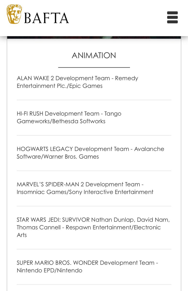 Eeeee congrats to our animation team for their BAFTA nomination!! #SpiderMan2PS5