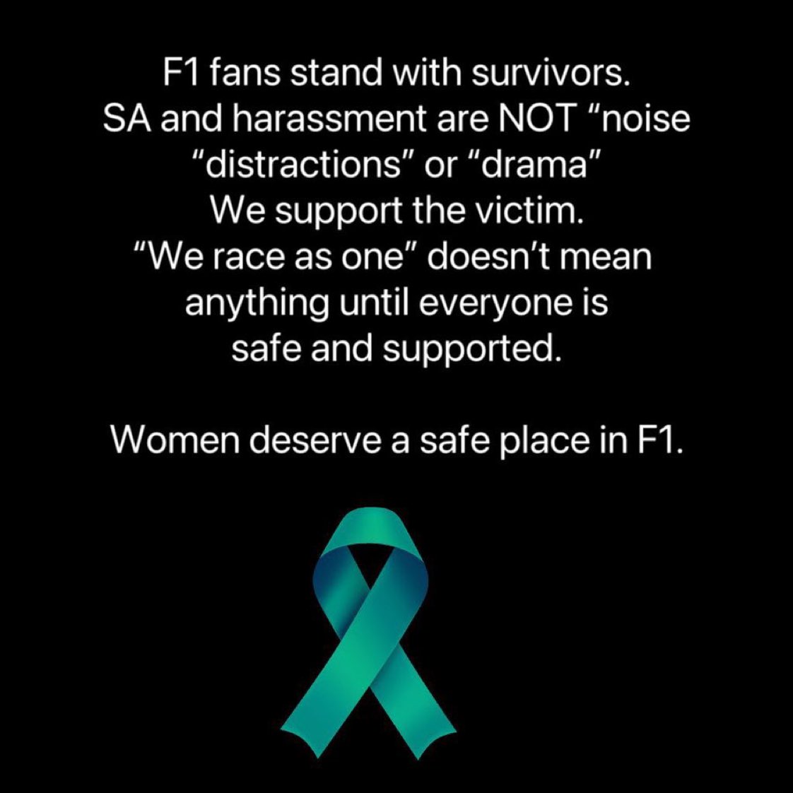At FastestPitstop, we stand in unwavering support of sexual assault and harassment victims in the Formula 1 community.

We are committed to fostering an environment of safety, respect, and empowerment for all individuals, no matter what background they may have and advocate for