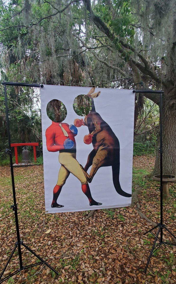 Will McLean Festival this weekend. Look for my banner and stop by to get a picture with 'Mr. Delaware and his Boxing Kangaroo.' Swing on by. !![: )> #deanjohanesen #circusswing #americanrootsmusic #cautionarytales #willmcleanfestival #march2024 #mrdelaware #kangarooboxer