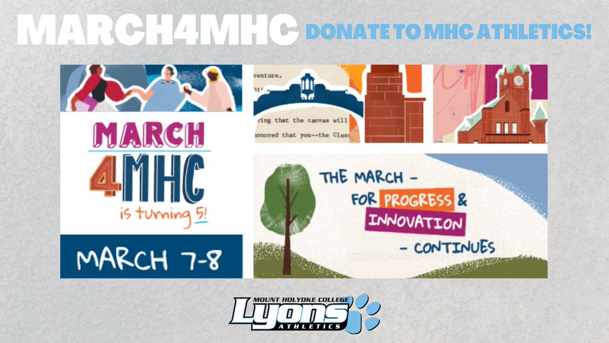 #March4MHC has begun! And you can support the Lyons as we try to earn an additional $500,000 in support of MHC students! 1. Click 'Give' at the top of mtholyoke.edu. 2. Select 'Athletics' 3. Designate 'Other' and write your team's name in the comments at the bottom!